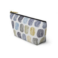 Watercolor Leaf Stamp Accessory Pouch w T-bottom in Navy